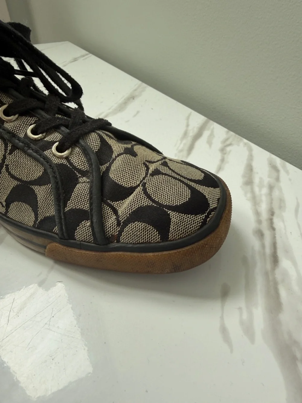 Coach Drake Low-Top Signature Canvas Sneakers in Tan and Black - Picture 6 of 14